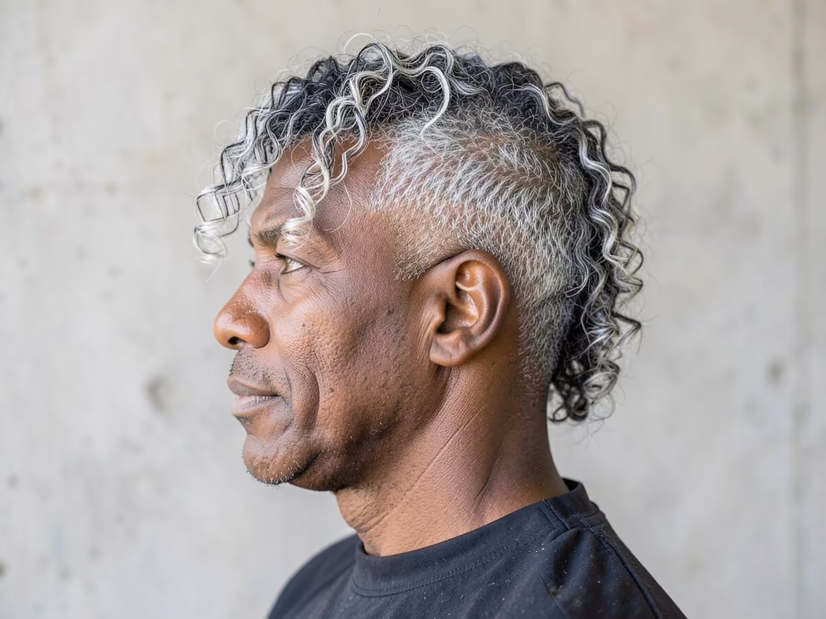 Man with a mid fade with curly fringe
