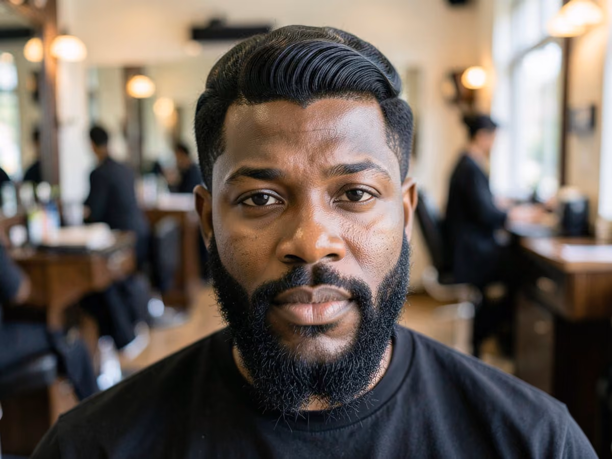 Man with a retro curved flat top