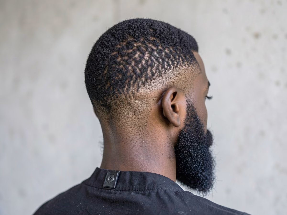 Man with a round sponge top fade