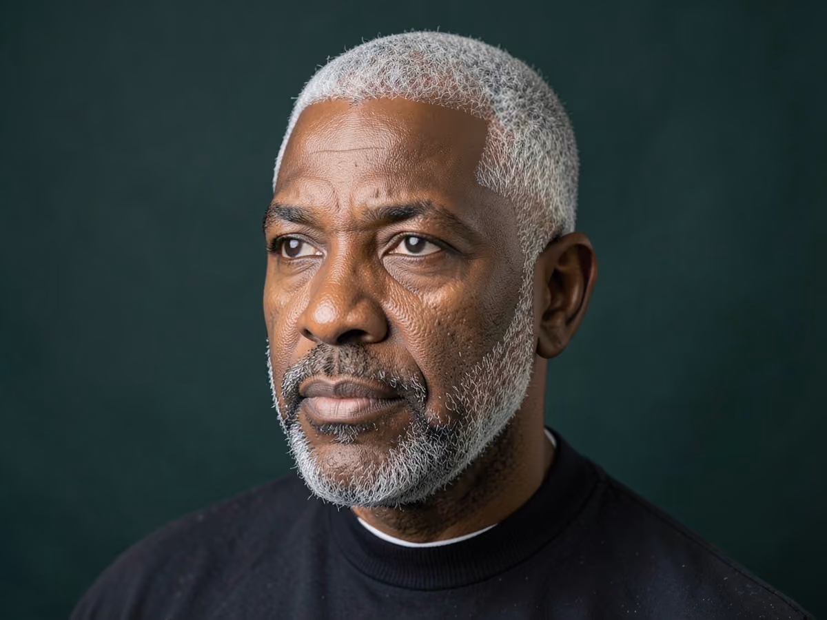 Man with a shadow fade with stubble