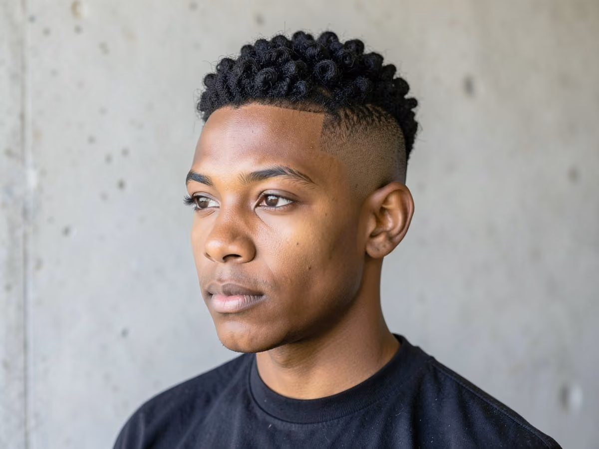 Man with a teen fade with sponge curls