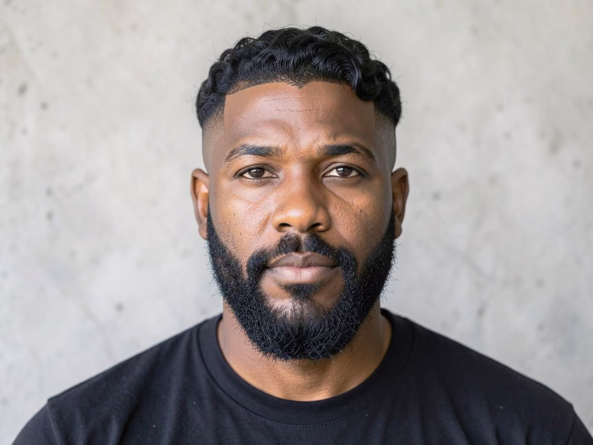 Man with a waves with high bald fade