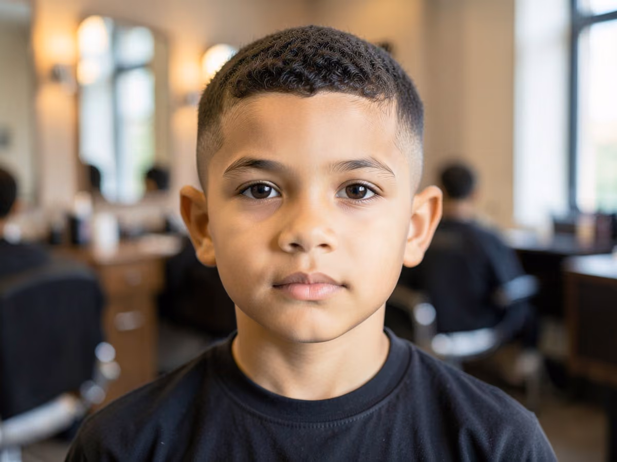Boy with a boys flat top