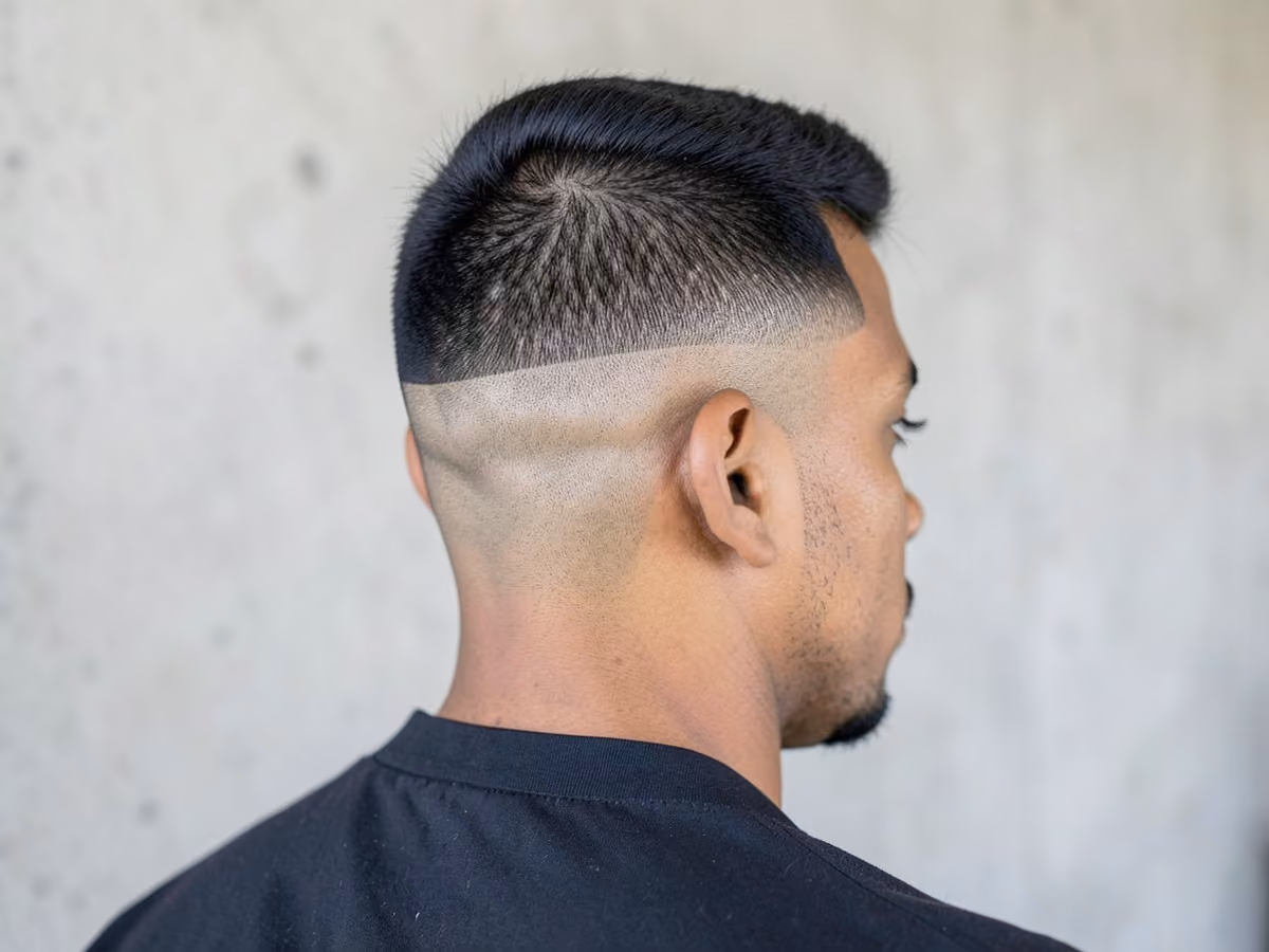 Man with a flat top burst fade