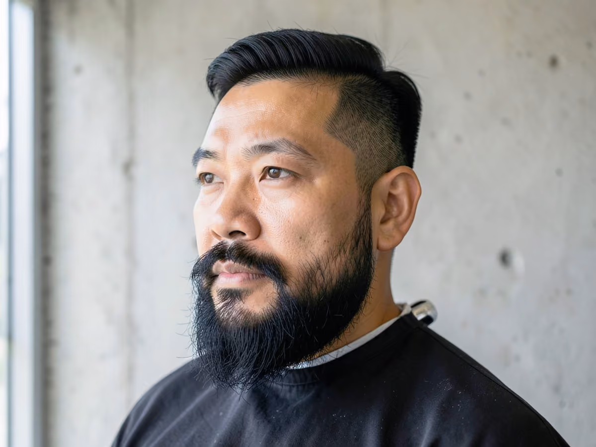 Man with a flat top with full beard