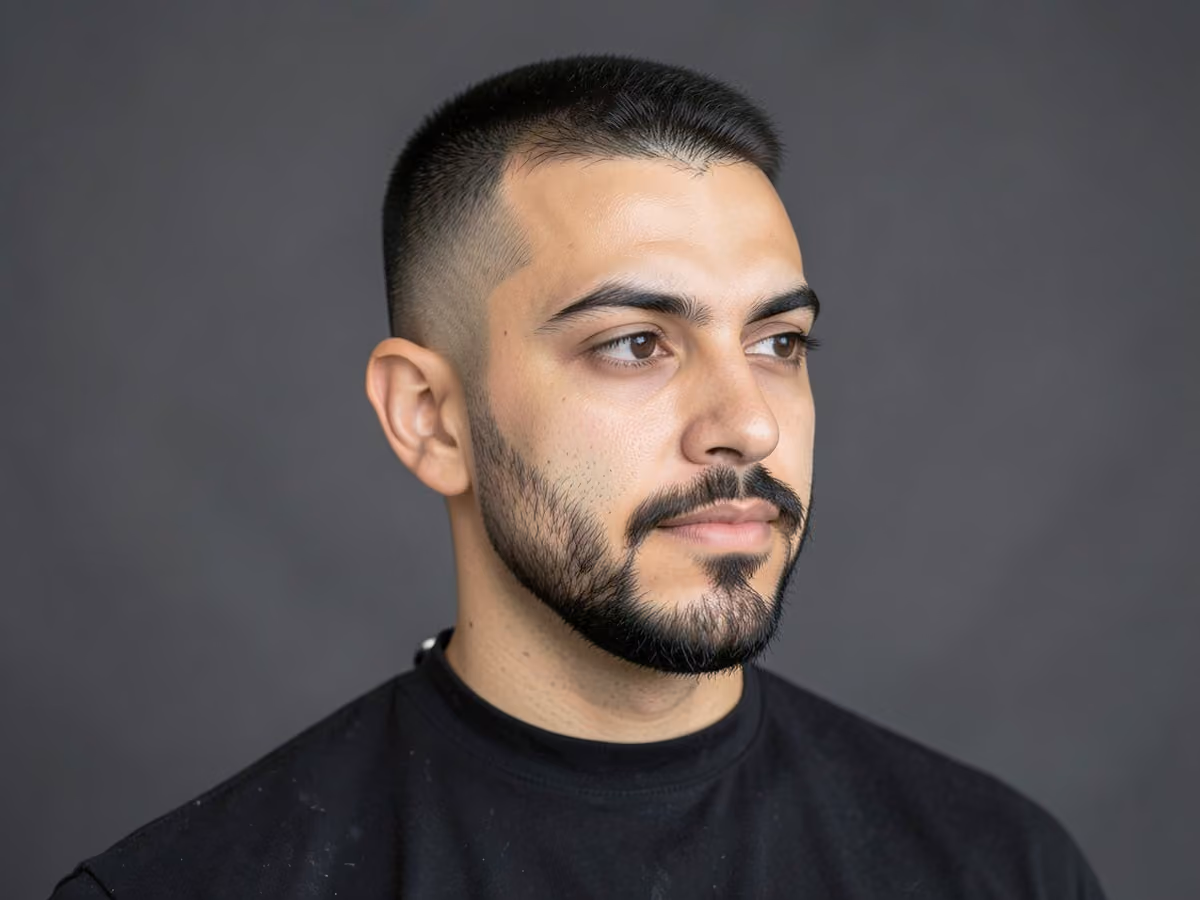 Man with a flat top with goatee