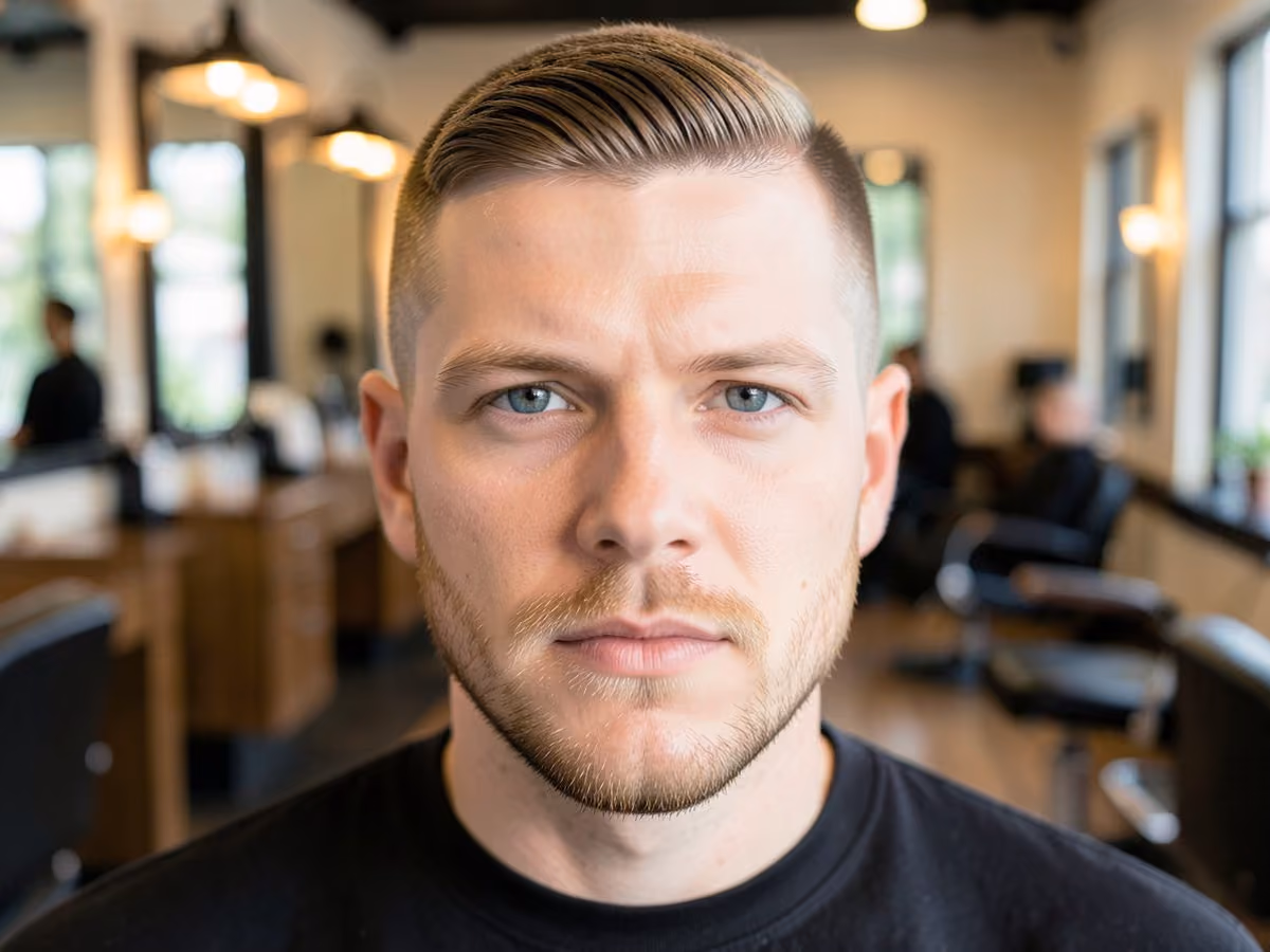Man with a flat top with line up