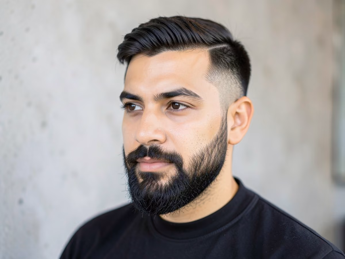 Man with a flat top with low taper