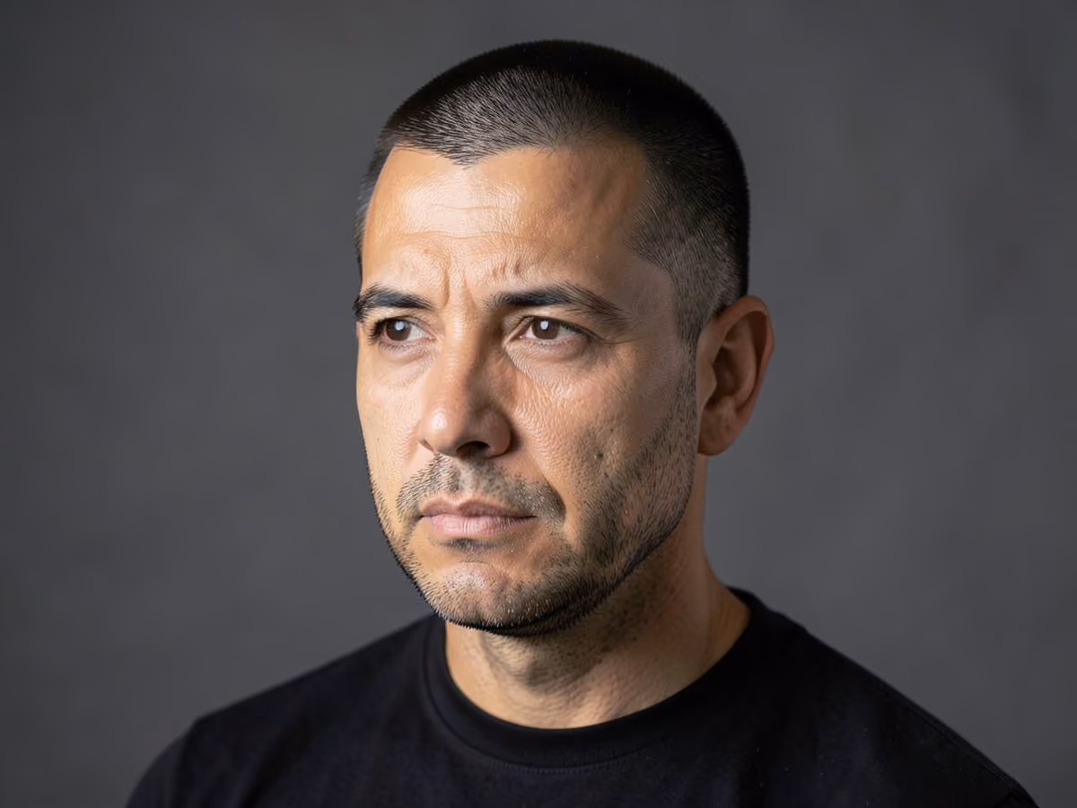 Man with a rounded flat top