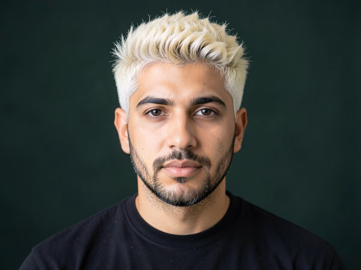 Man with a blonde fluffy hair