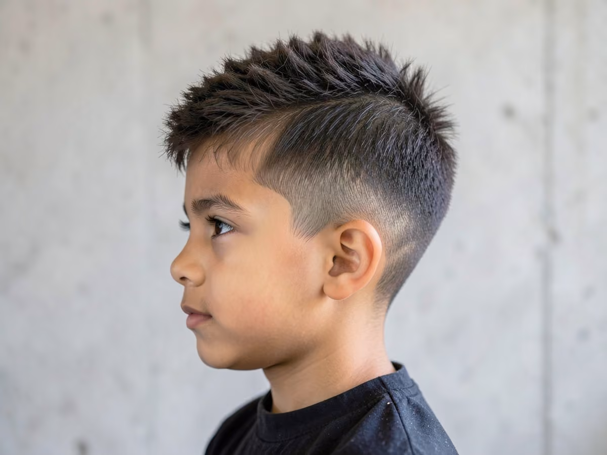 Boy with a boys fluffy haircut