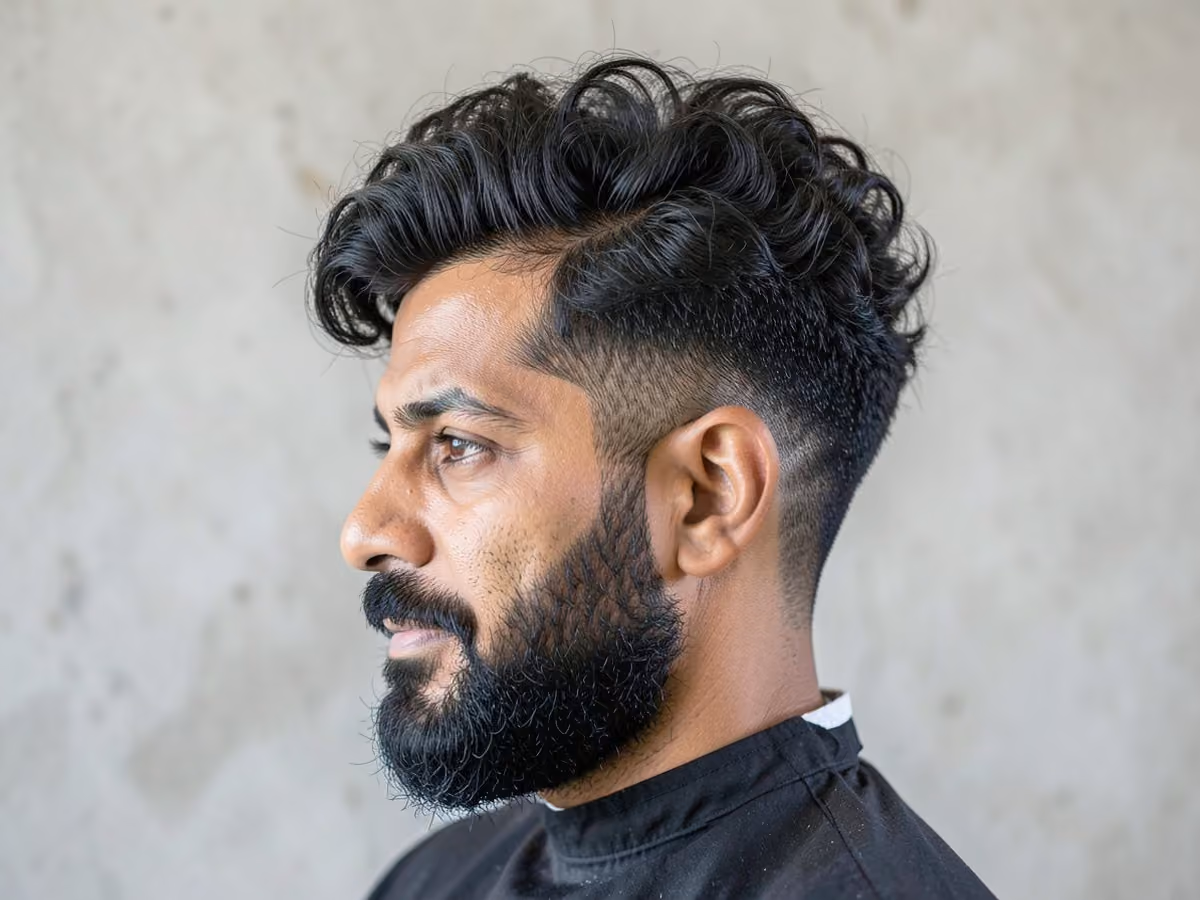 Man with a fluffy blowout haircut
