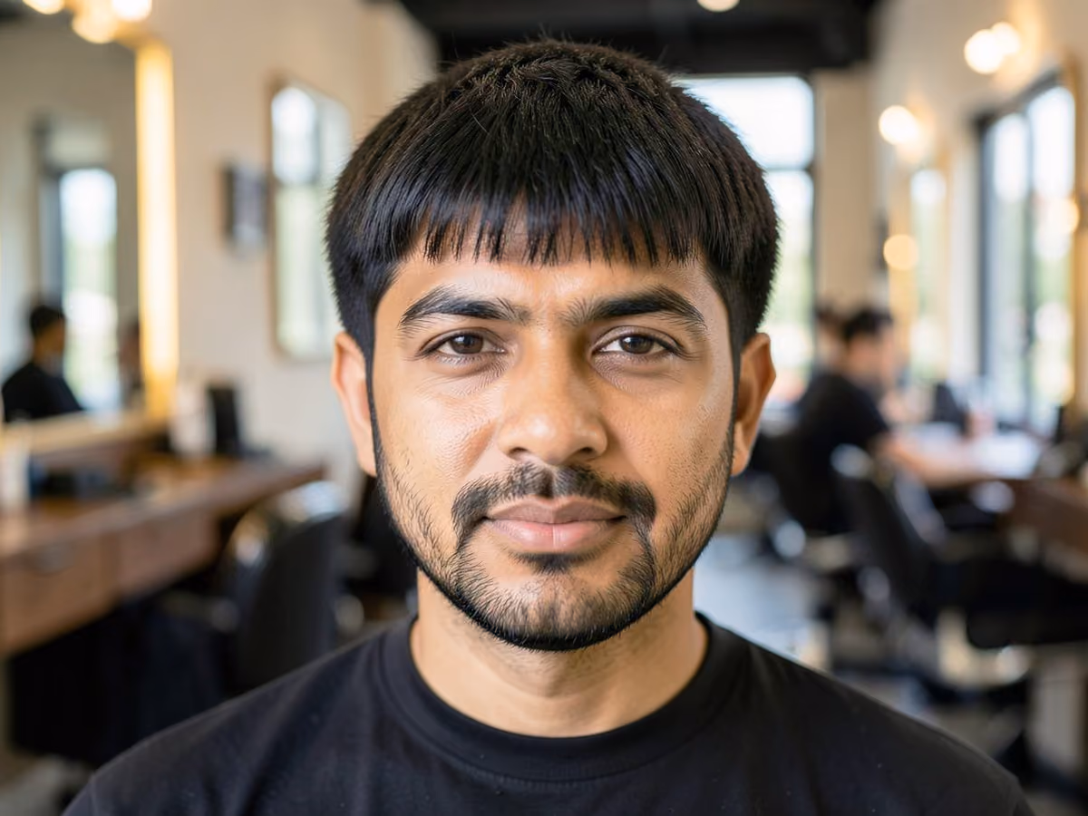 Man with a fluffy bowl cut