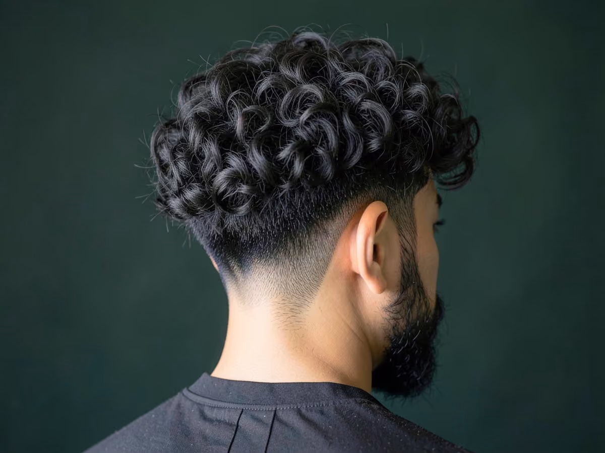 Man with a fluffy curly hair