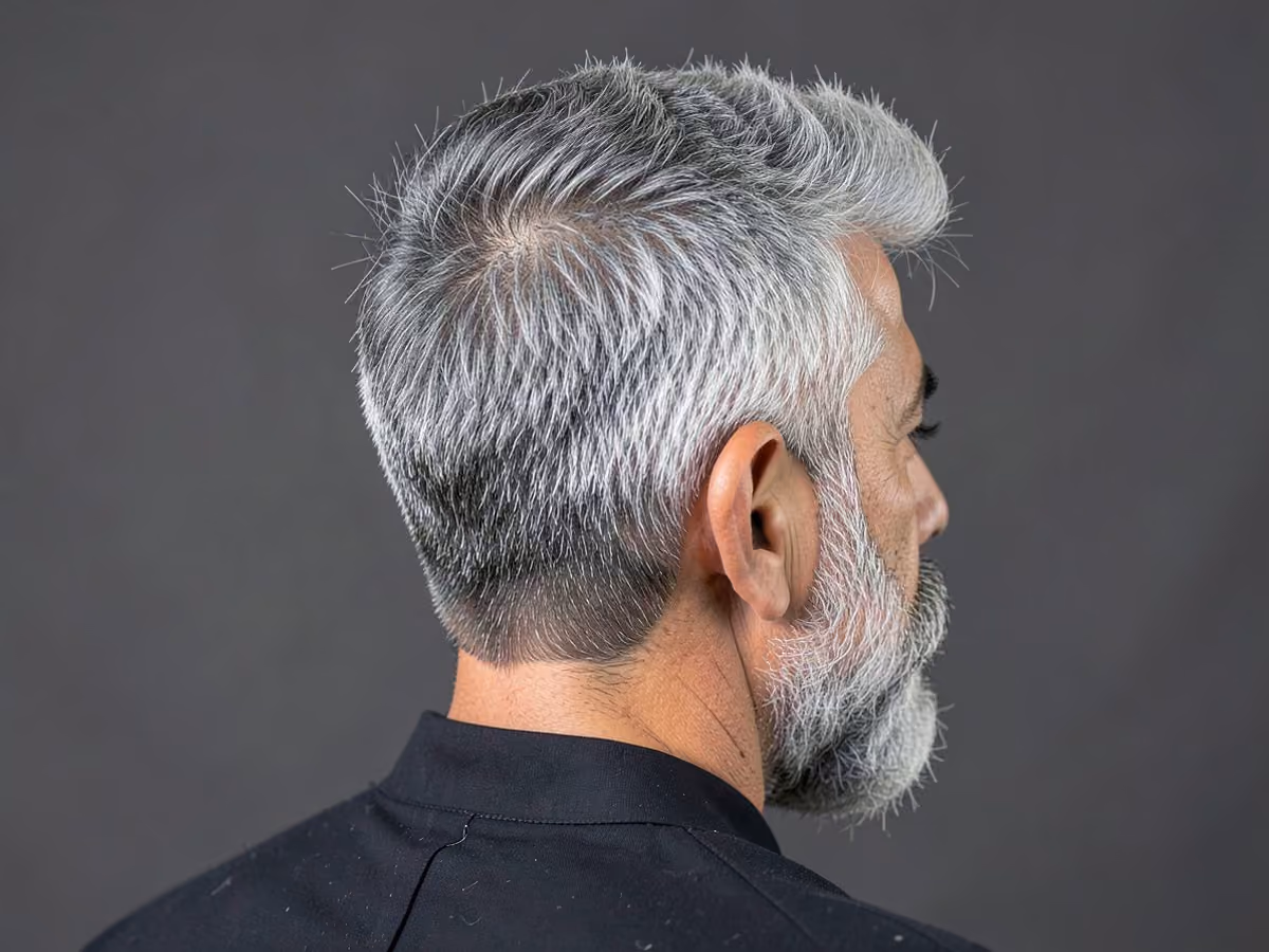 Man with a fluffy hair for older men