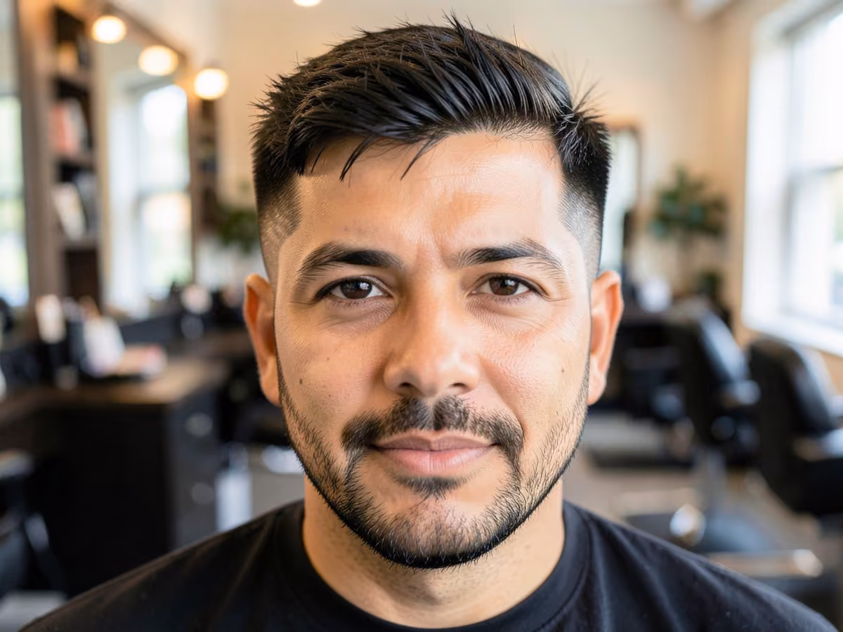 Man with a fluffy hair for round faces