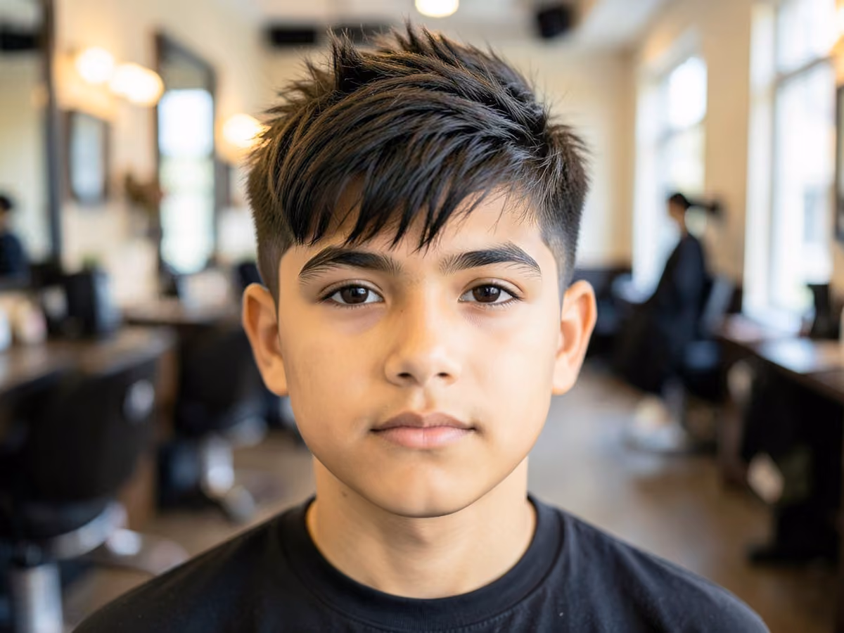 Man with a fluffy hair for teens