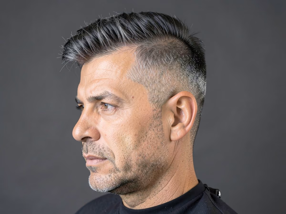 Man with a fluffy hair with receding hairline