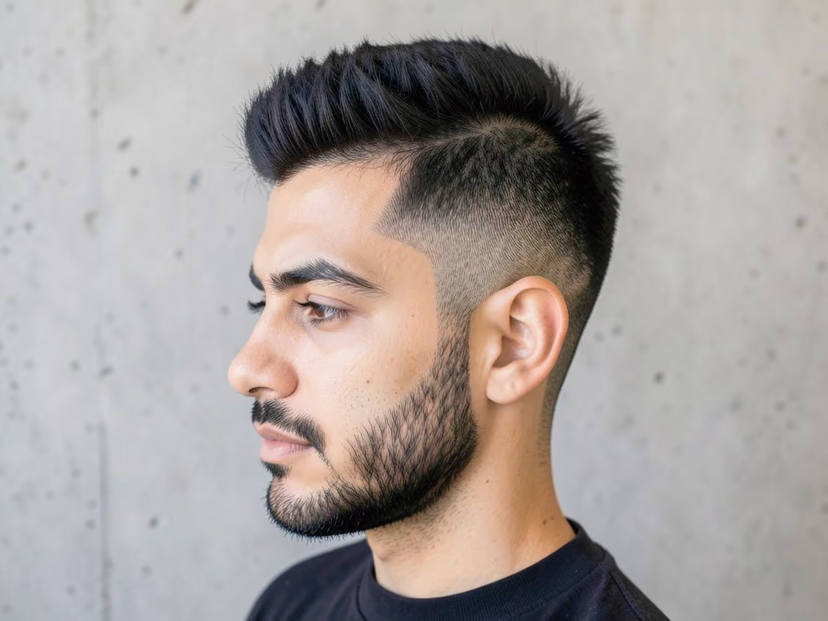Man with a fluffy hair with shadow fade