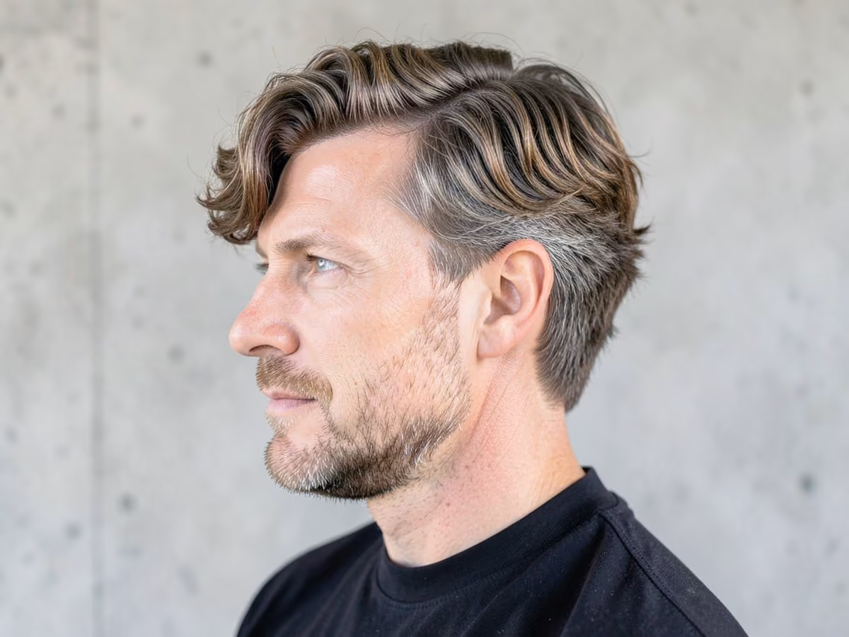 Man with a fluffy perm haircut