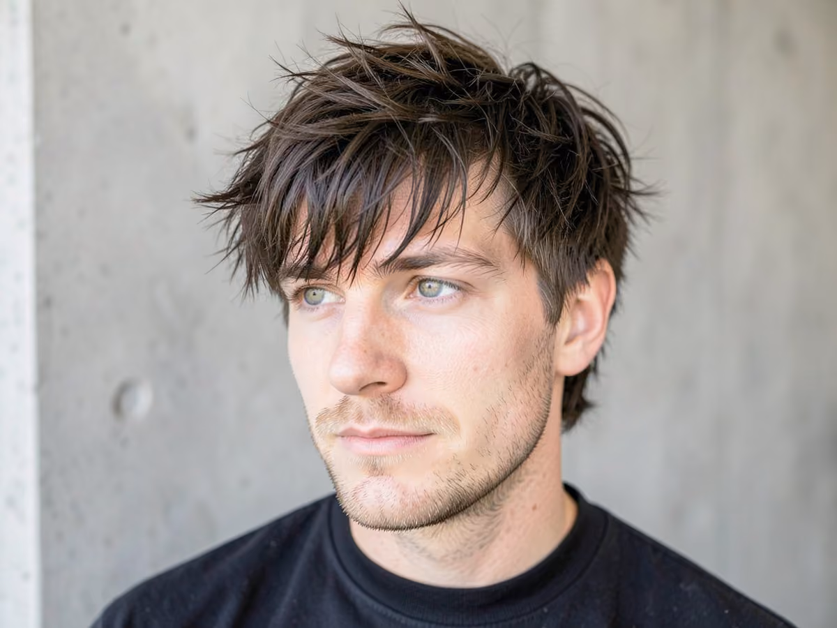 Man with a fluffy shag haircut