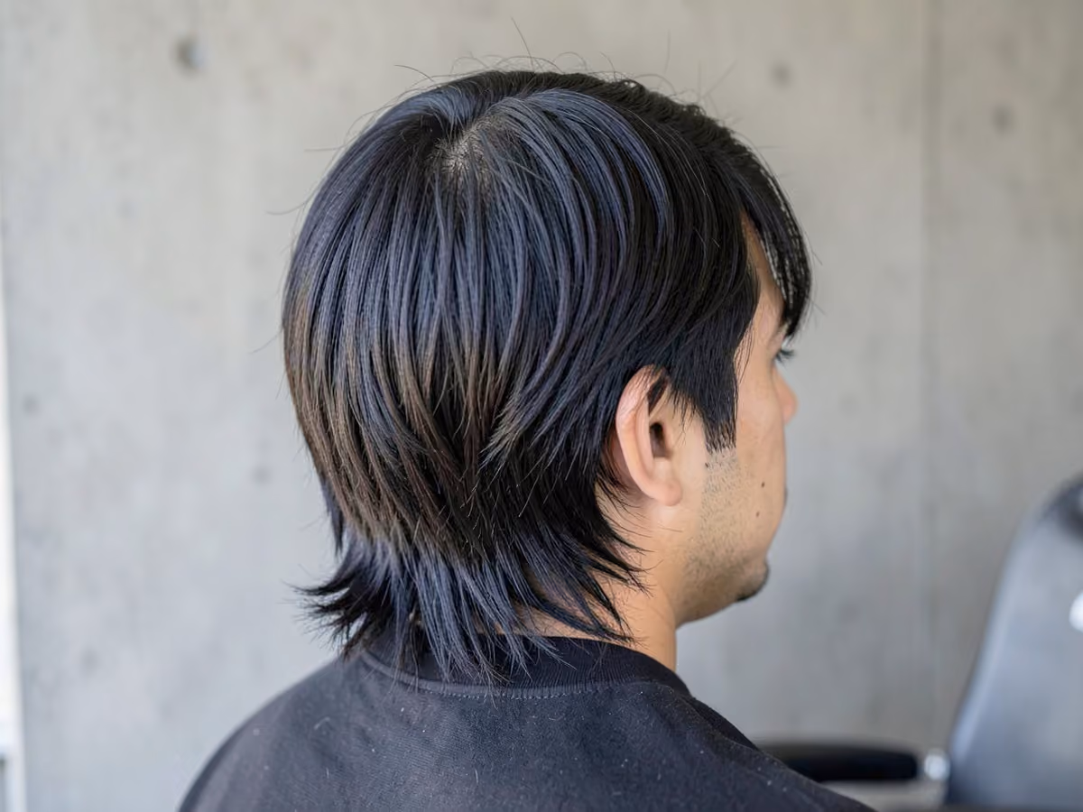 Man with a fluffy shoulder length hair
