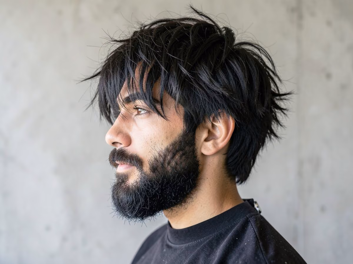 Man with a fluffy skater hair