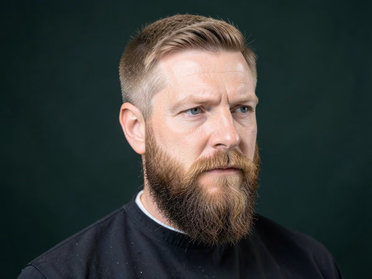 Man with a fluffy straight hair