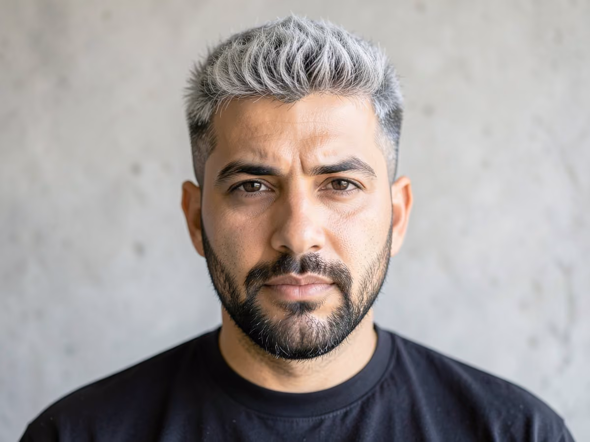 Man with a fluffy textured crop haircut