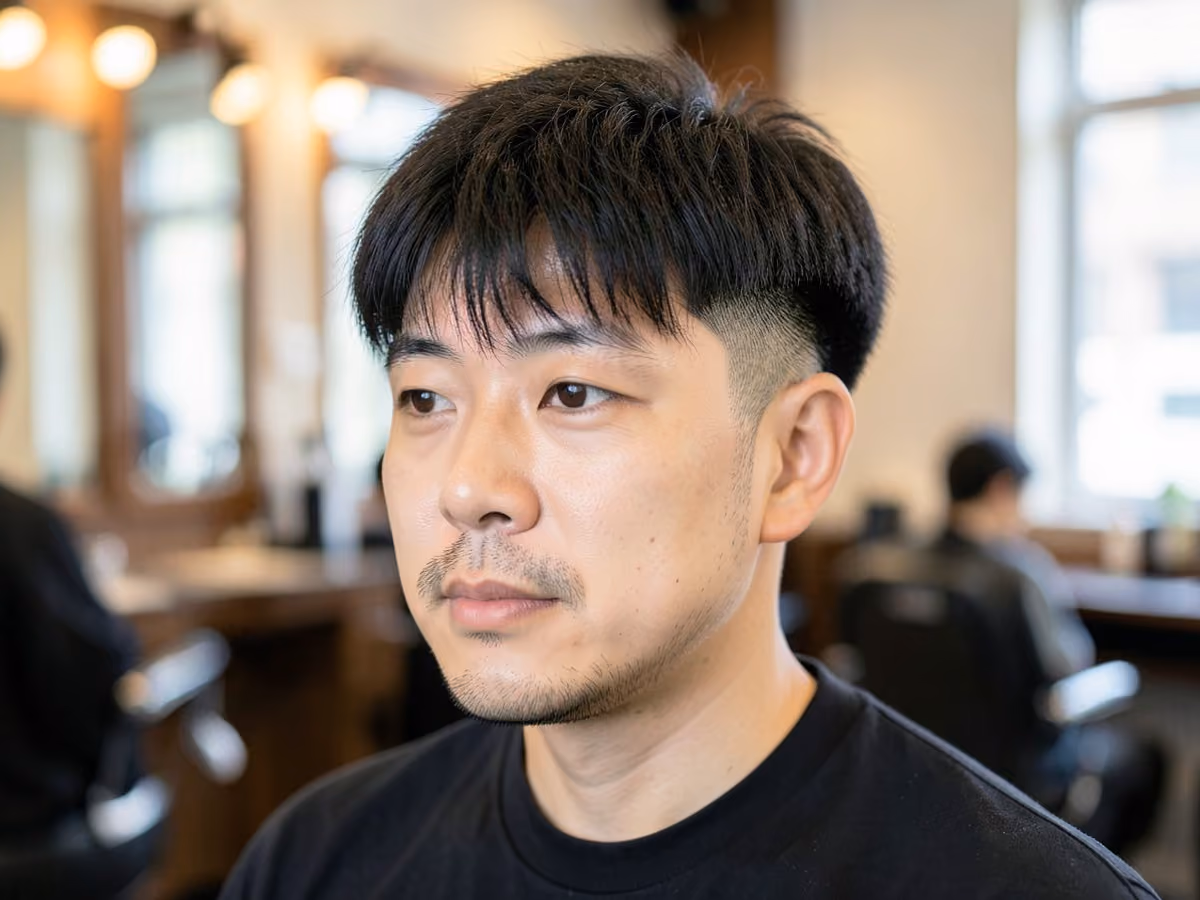 Man with a fluffy two block haircut