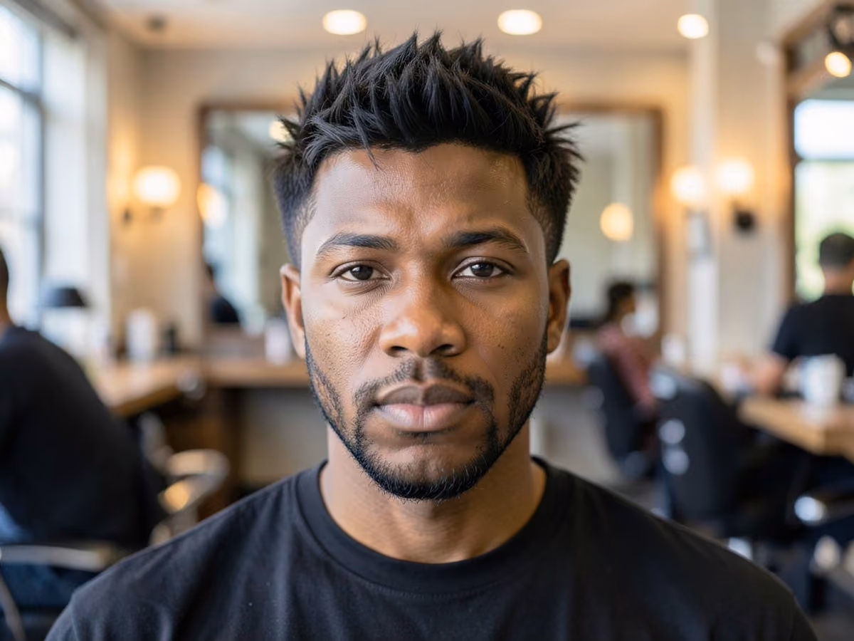 Man with a fluffy wolf cut