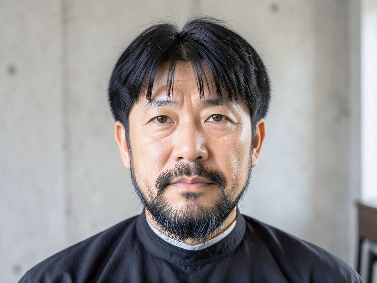 Man with a korean fluffy hair