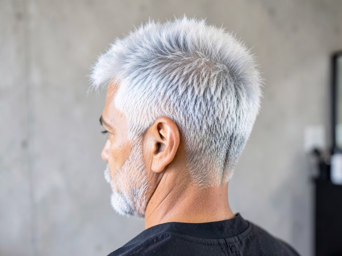 Man with a silver fluffy hair