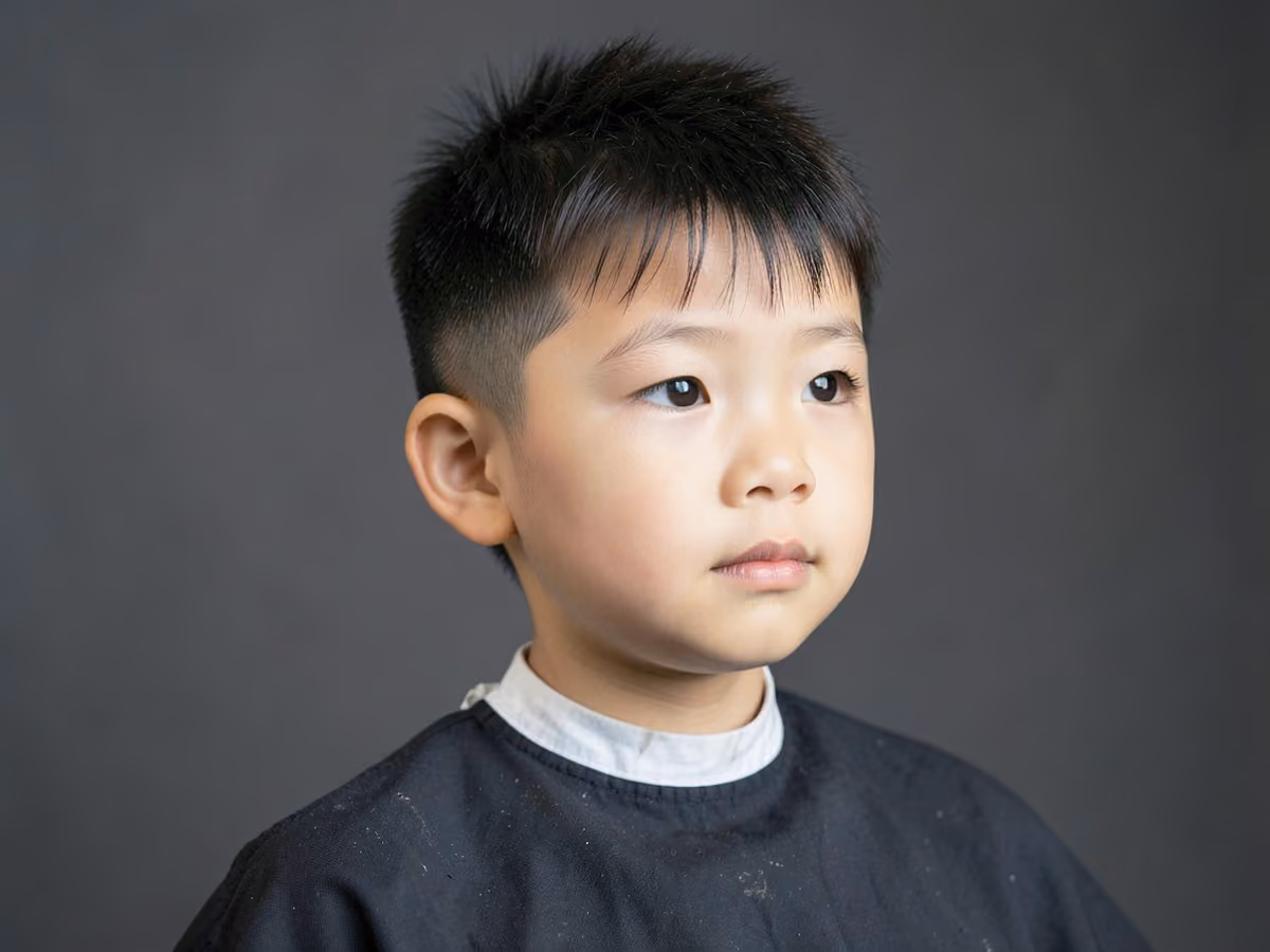 Boy with a toddler fluffy hair