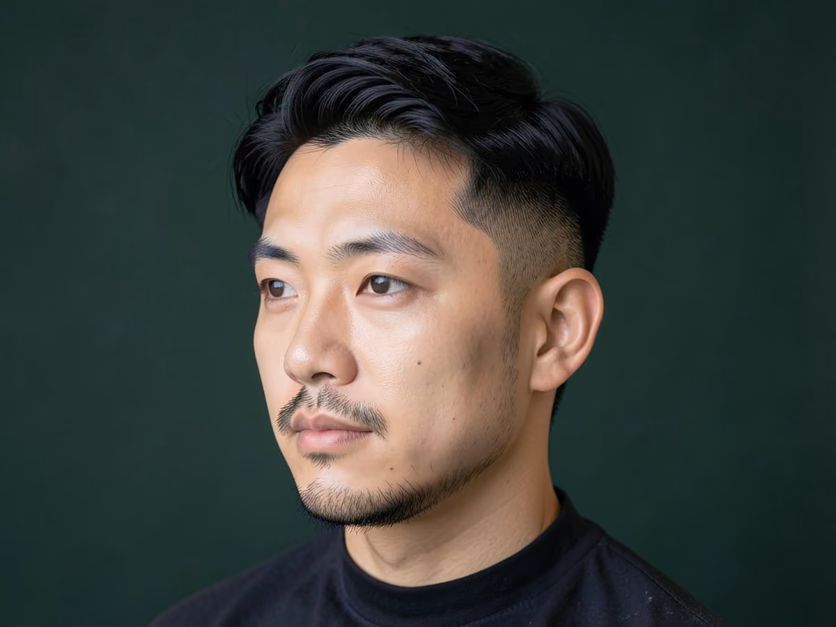 Man with an asian frat haircut