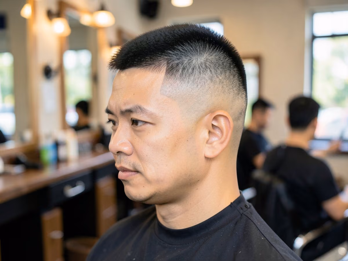 Man with a frat crew cut