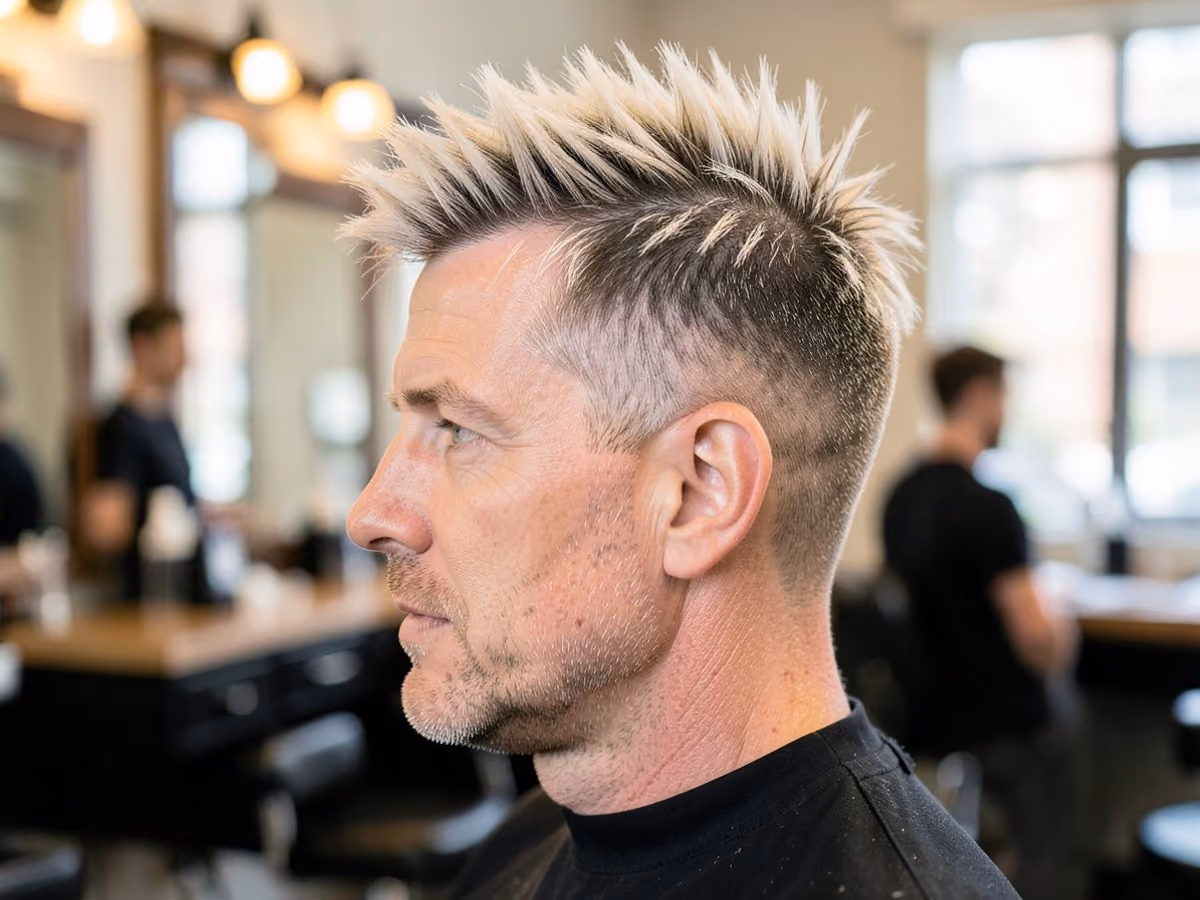 Man with a frat frosted tips haircut