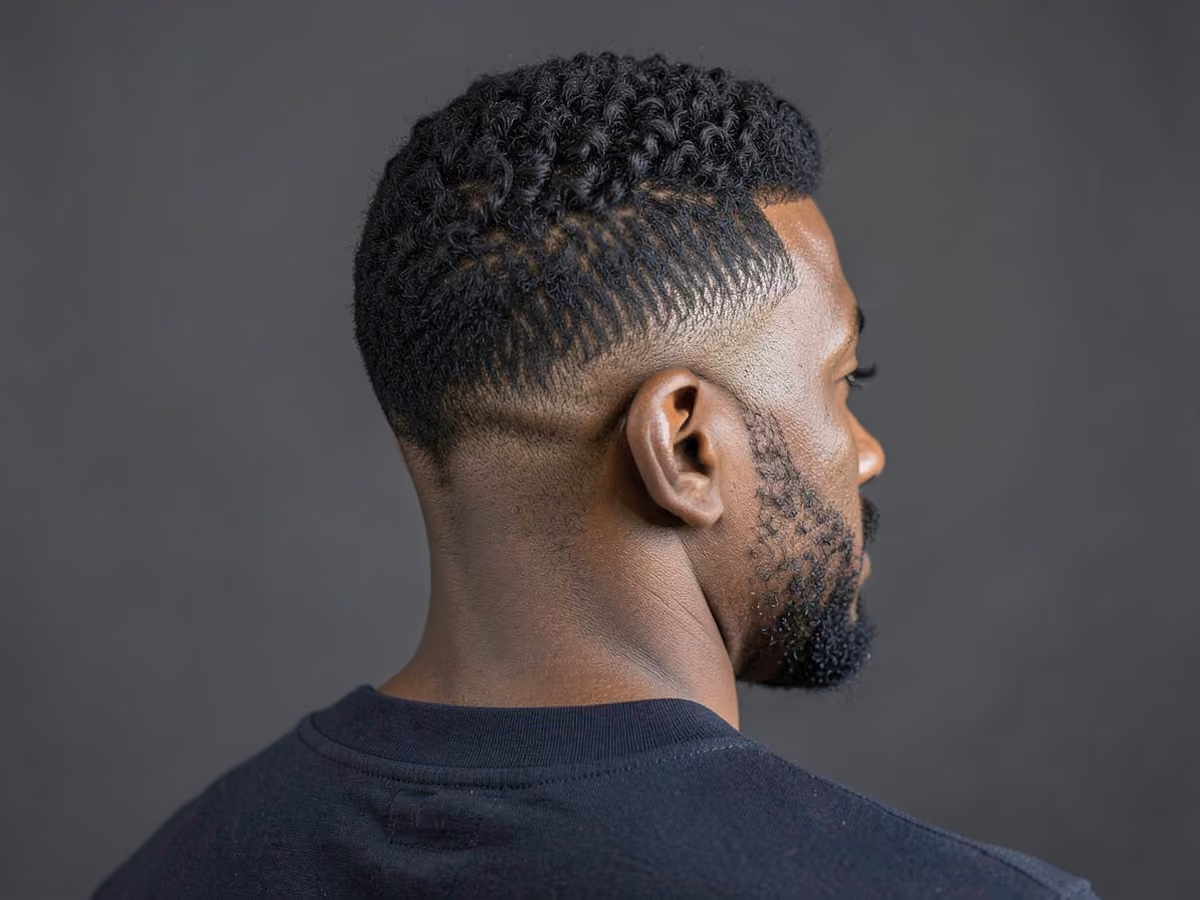 Man with a frat haircut for black men