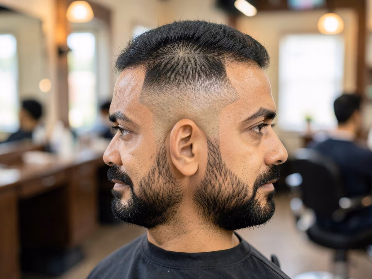 Man with a frat haircut for thin hair