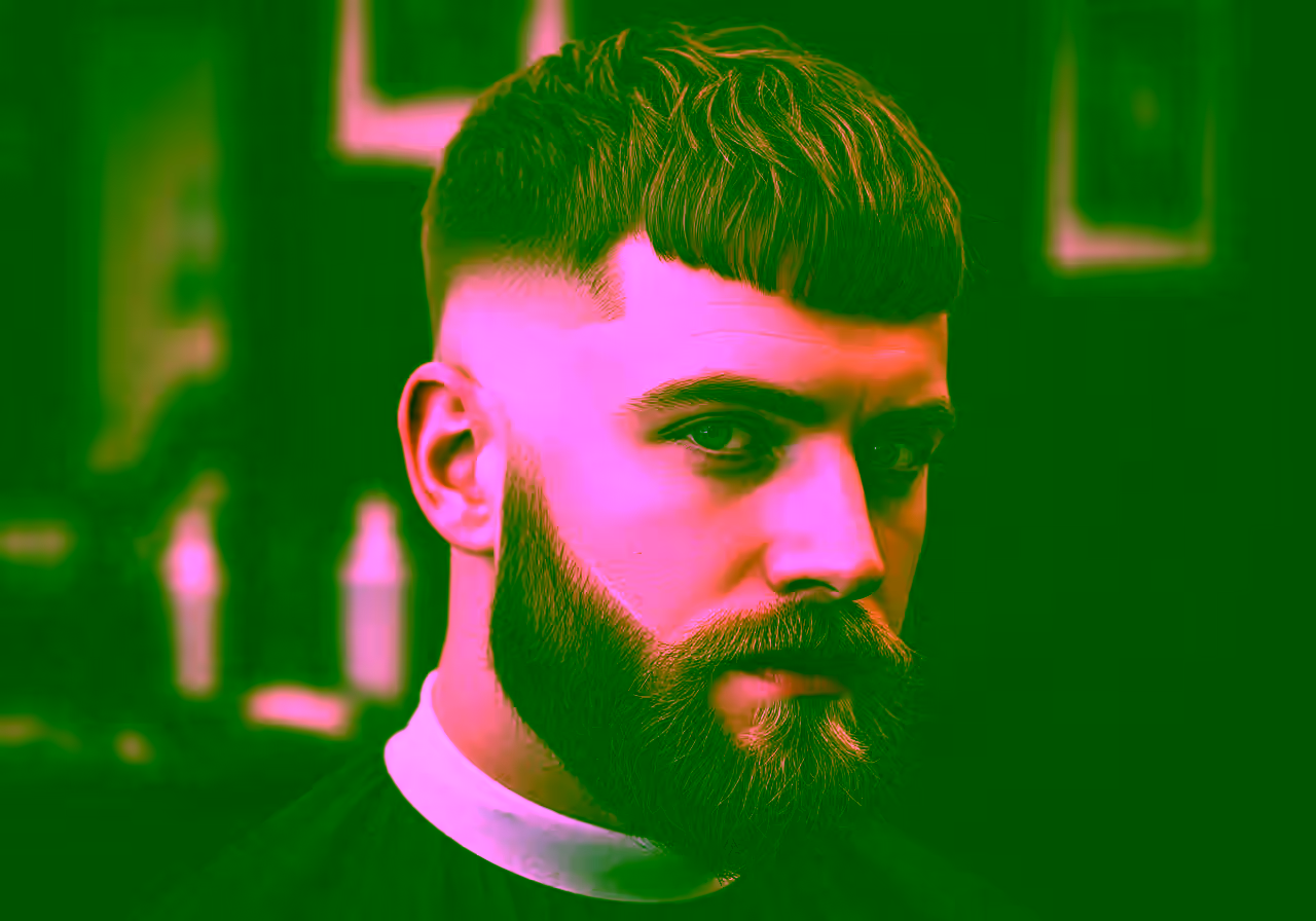French Crop with Beard hairstyle for men 2026 — french crop variation, best for all faces + any hair type, modern barbering by Master Stylist Jessica Hamilton