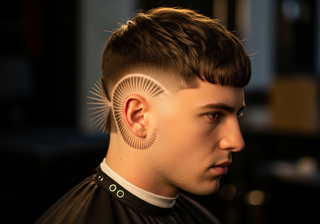 French Crop Burst Fade Haircut 2026 - Round Burst Fade with Choppy Fringe