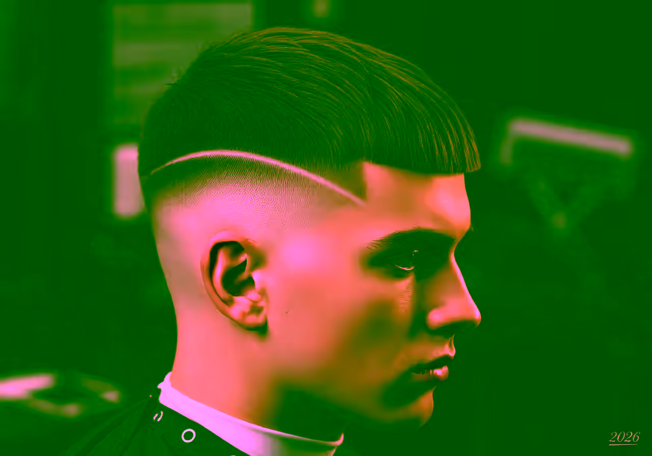 French Crop with Hard Part hairstyle for men 2026 — french crop variation, best for professional-bold looks + straight hair, modern barbering by Master Stylist Jessica Hamilton