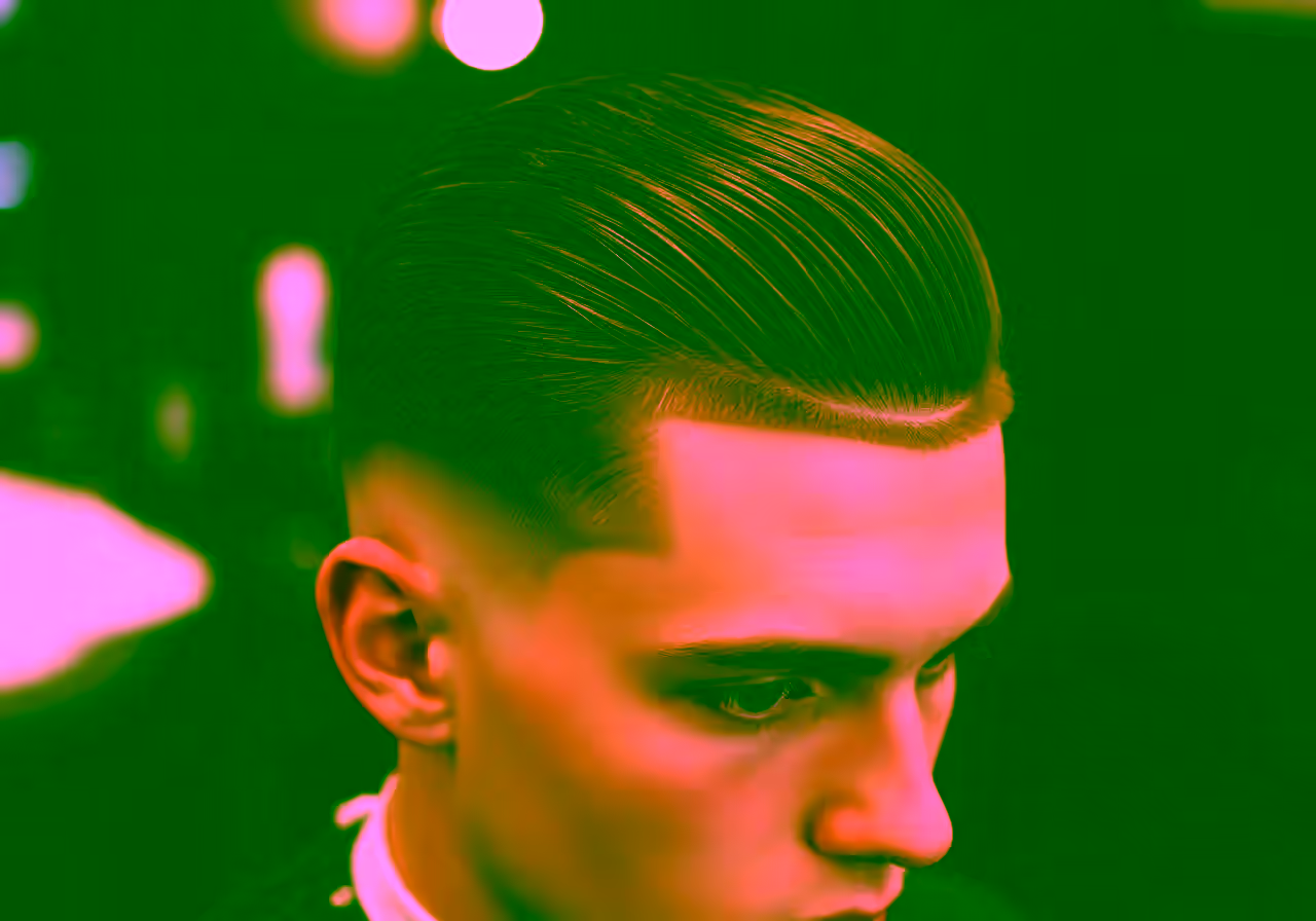 French Crop Slick Back hairstyle for men 2026 — french crop variation, best for heart, oval faces + straight hair, modern barbering by Master Stylist Jessica Hamilton