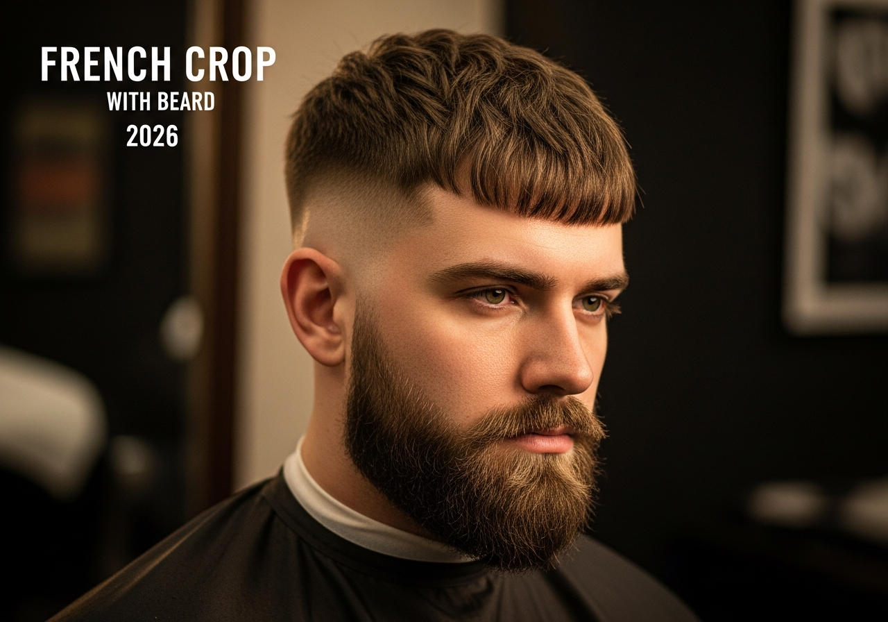 French Crop with Beard 2026 - Seamless Beard Blend and Choppy Fringe