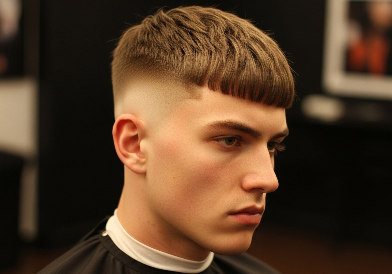 French Crop with Burst Fade 2026 - Round Burst Fade and Short Choppy Fringe