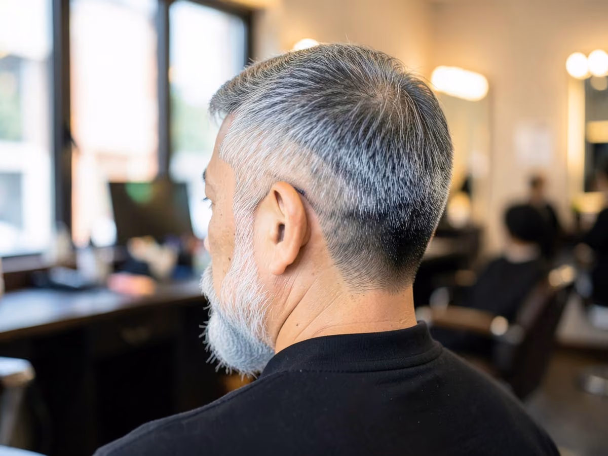 Man with a caesar french crop haircut