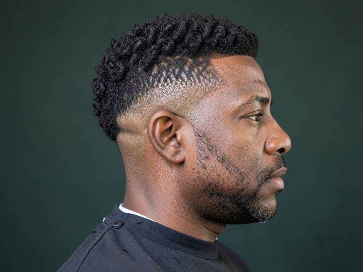 Man with a french crop for black men haircut