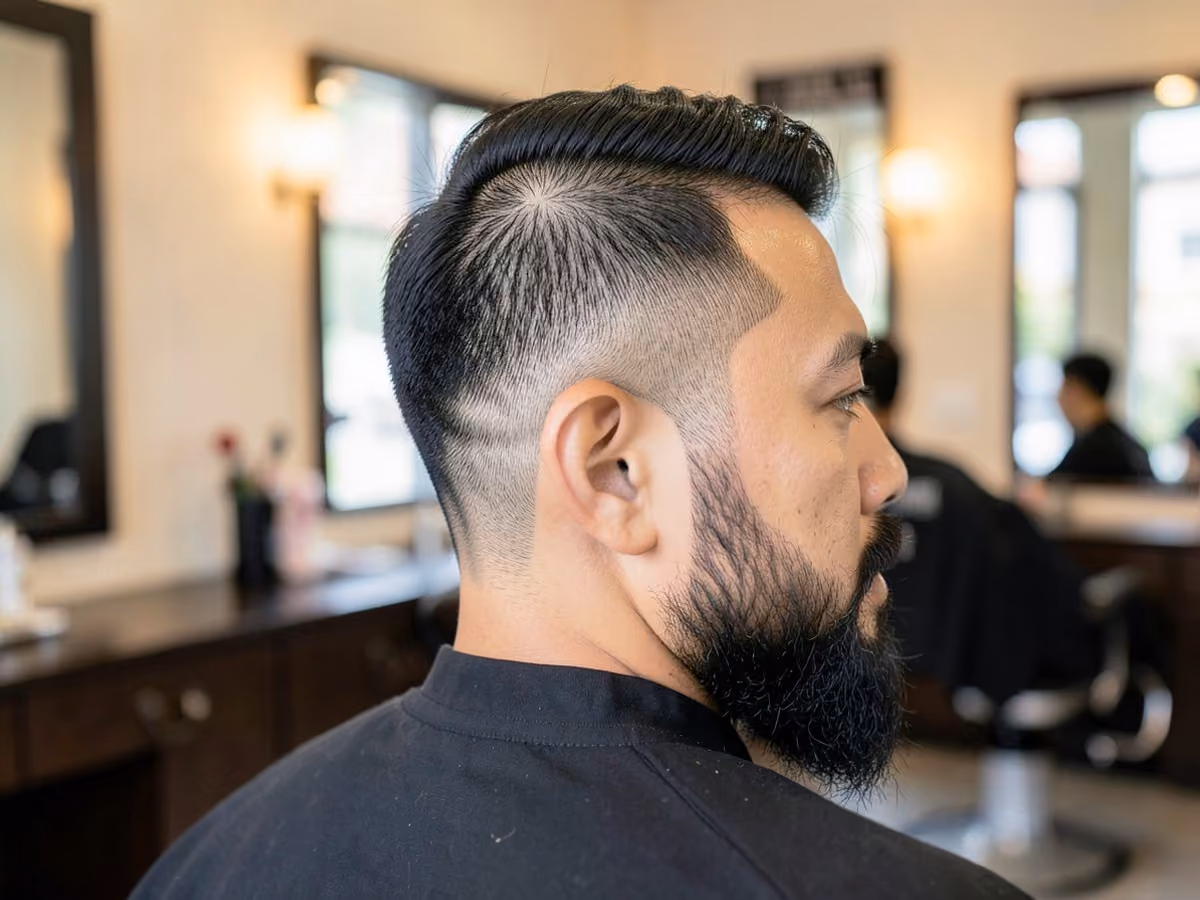 Man with a french crop for receding hairline