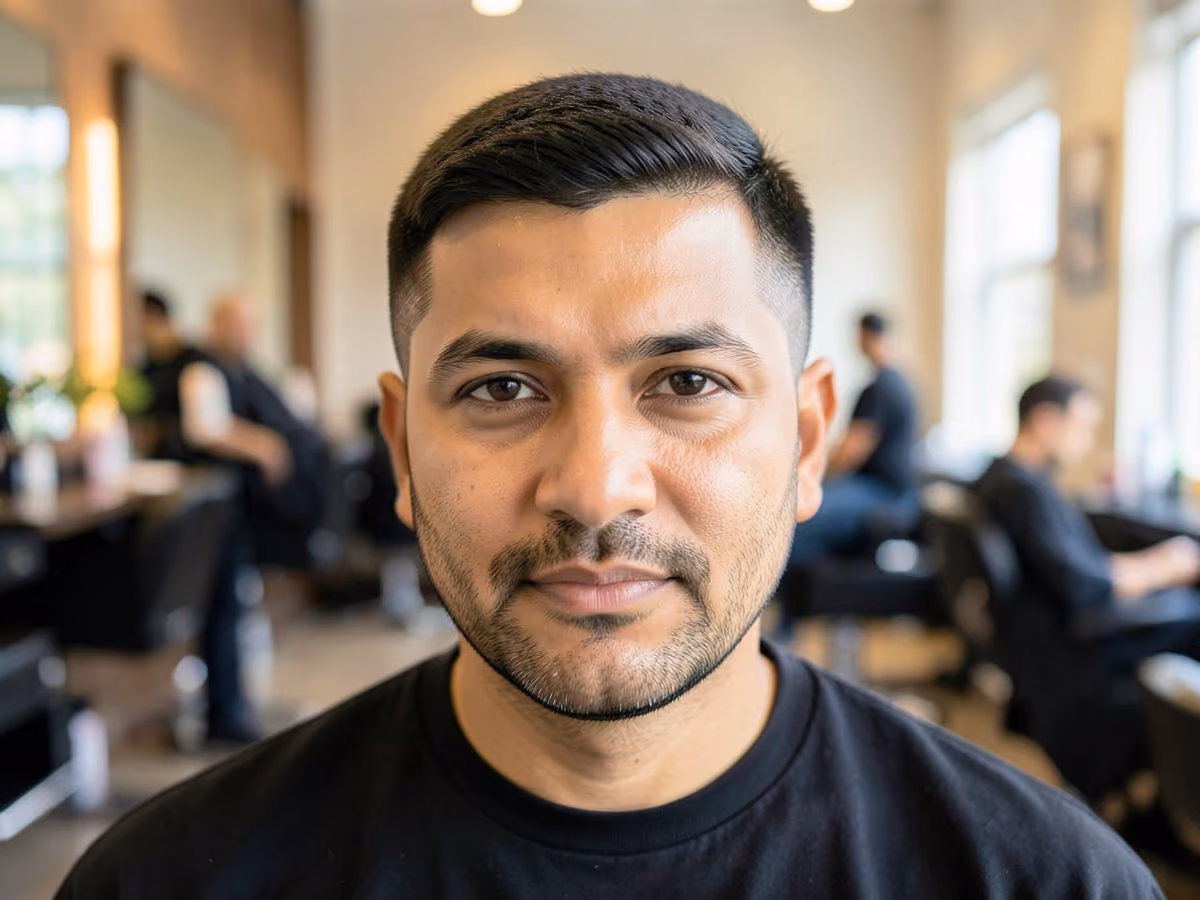 Man with a french crop shadow fade