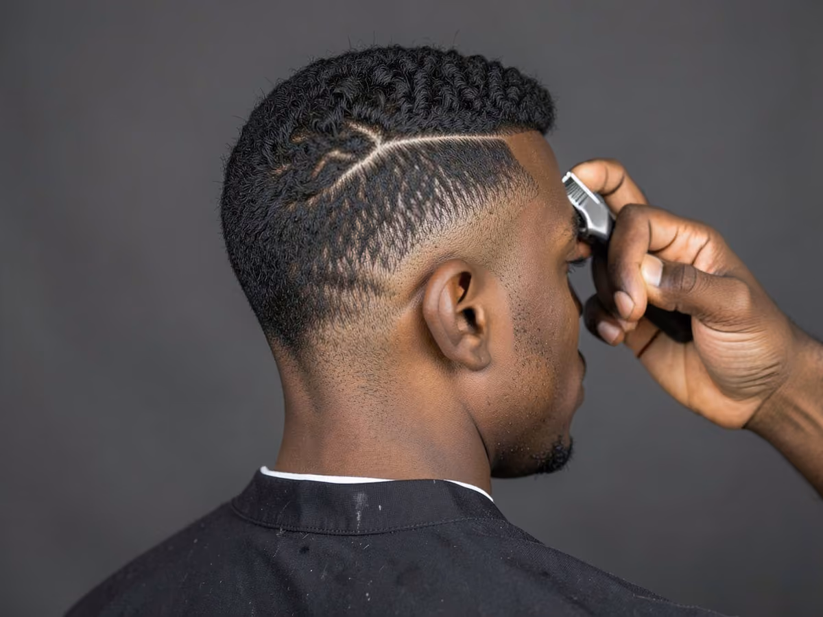 Man with a french crop with line up haircut